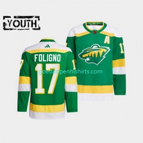 Minnesota Wild Marcus Foligno 17 Adidas 2022-2023 Reverse Retro Groente Authentic Shirt - Kinderen